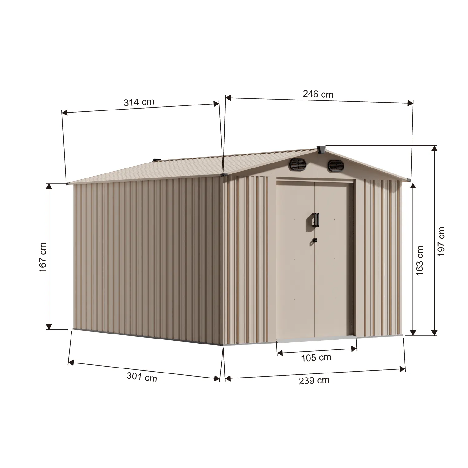 8x10-ft-gable-roof-metal-storage-shed-ks-linedrawing-3