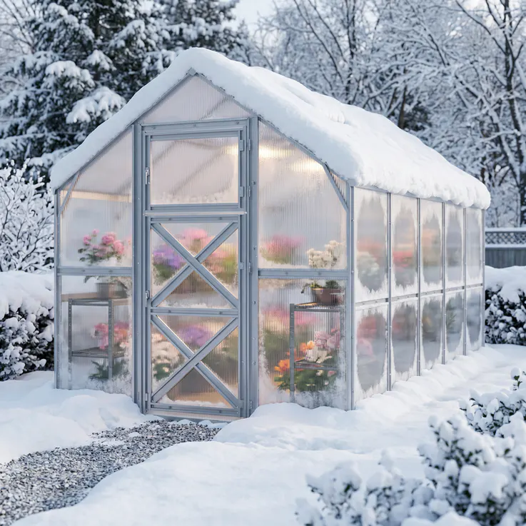 8x13.3-ft-steel-gable-roof-greenhouse-scene-2