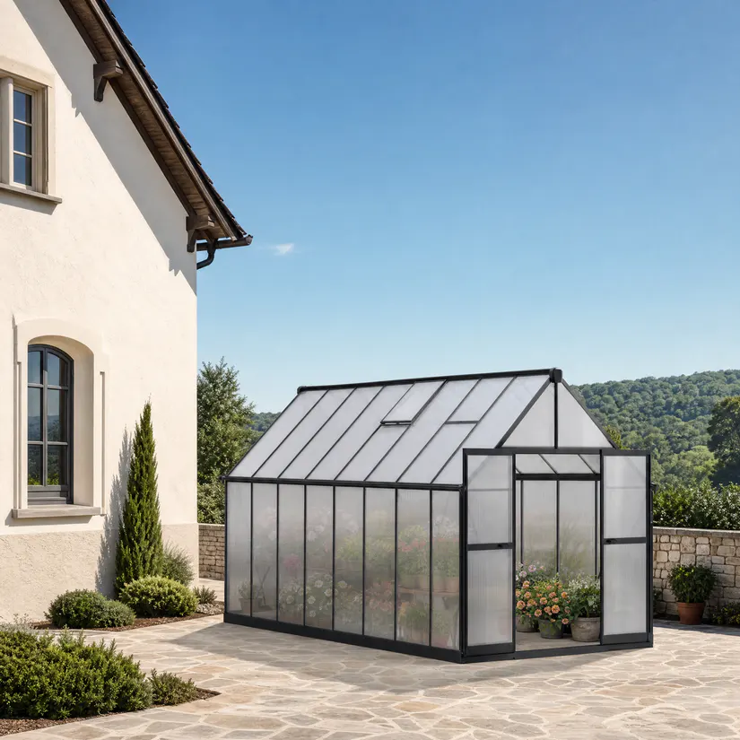 8x16-ft-aluminium-gable-roof-greenhouse-with-polycarbonate-panels-s-series-scene-1