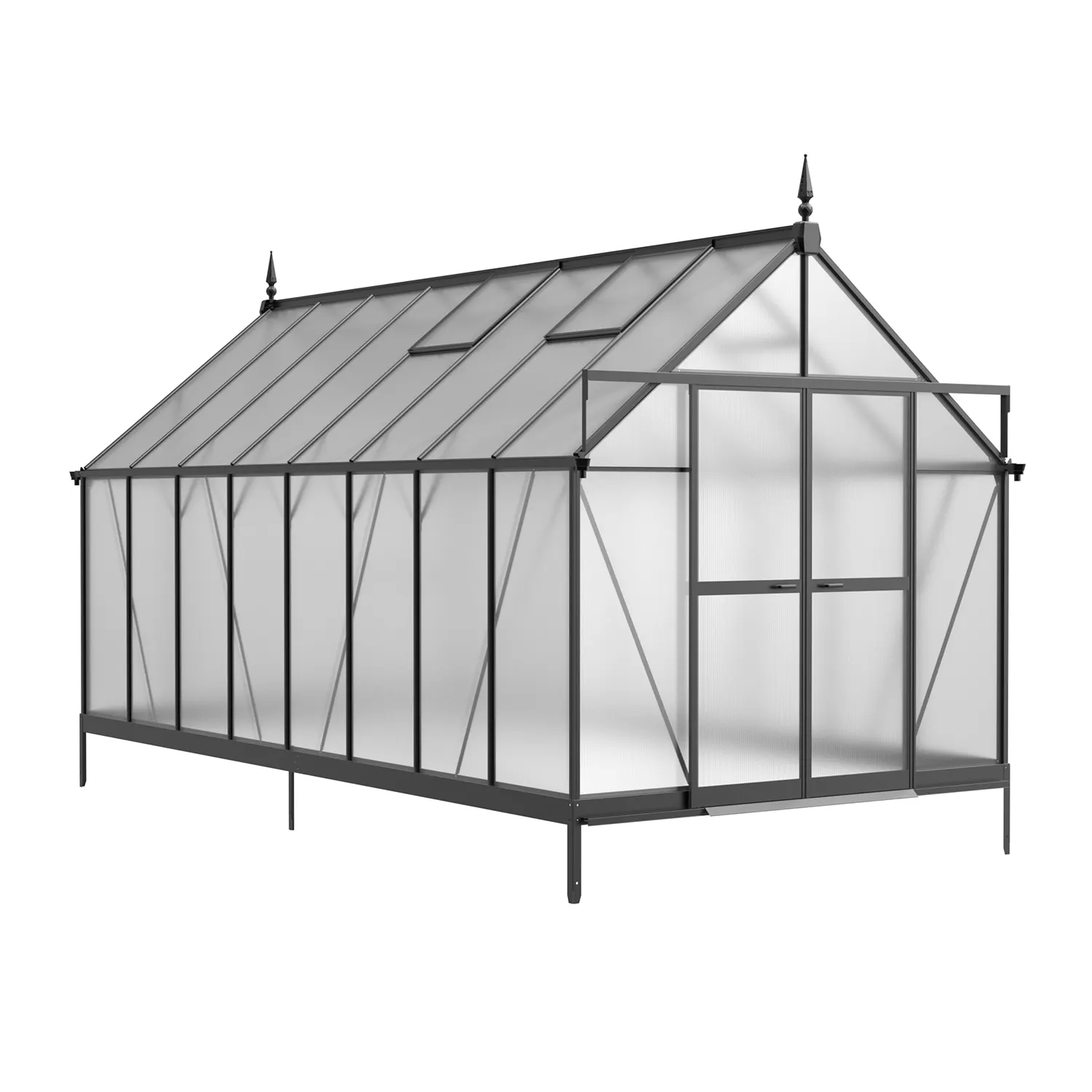 8 x 16 ft Aluminium Victorian Greenhouse with Polycarbonate Panels | S Series 2 8x16-ft-aluminium-victorian-greenhouse-with-polycarbonate-panels-s-series-product-2