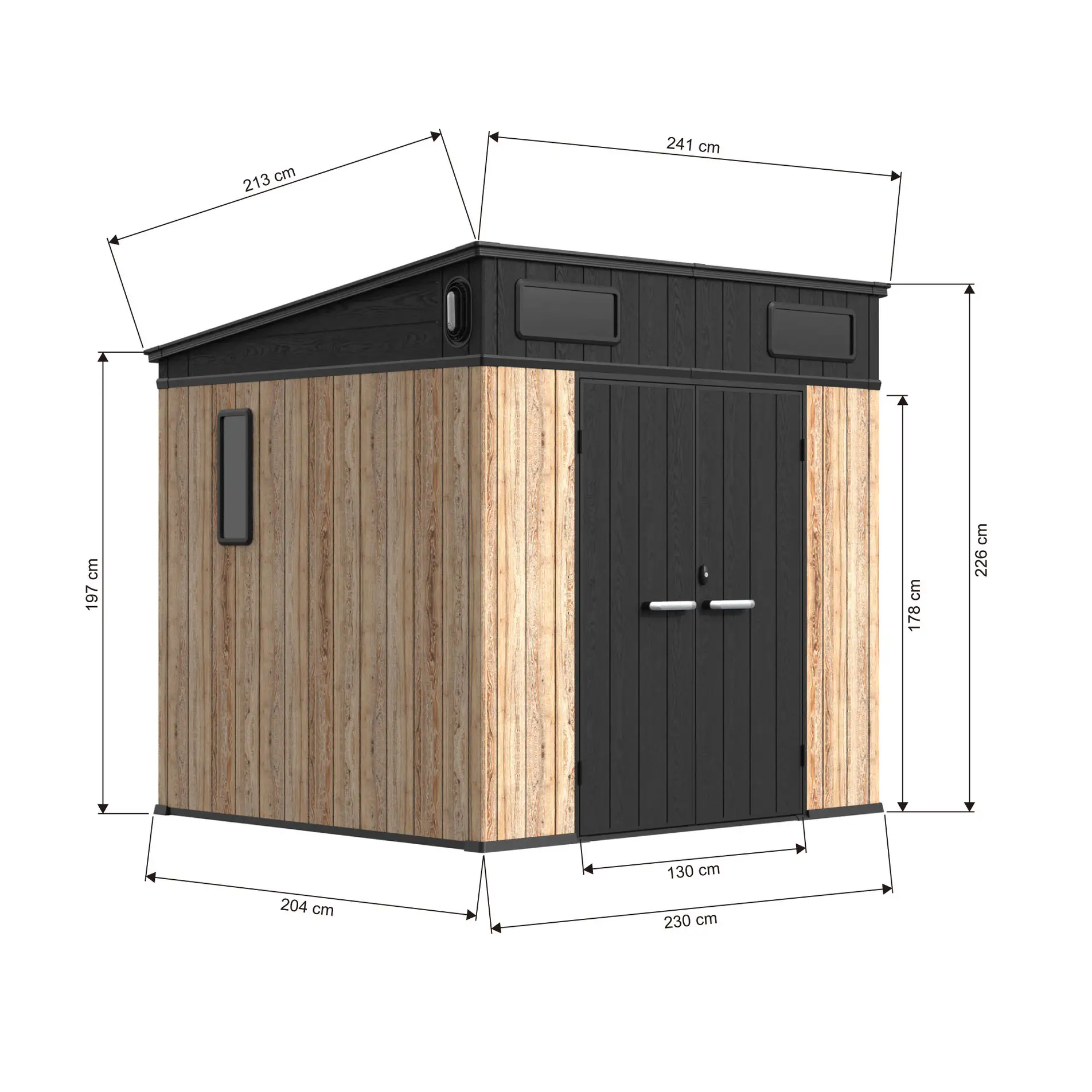 8x7-ft-pent-roof-resin-storage-shed-kc2-linedrawing-3