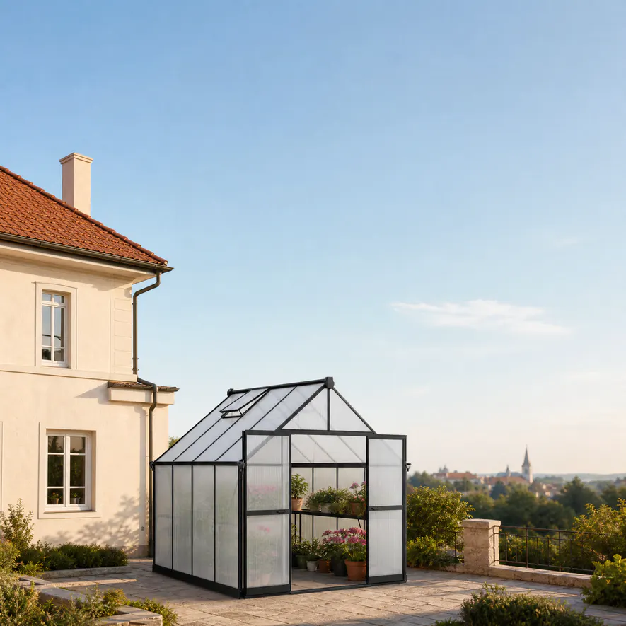 8x8-ft-aluminium-gable-roof-greenhouse-with-polycarbonate-panels-s-series-scene-3