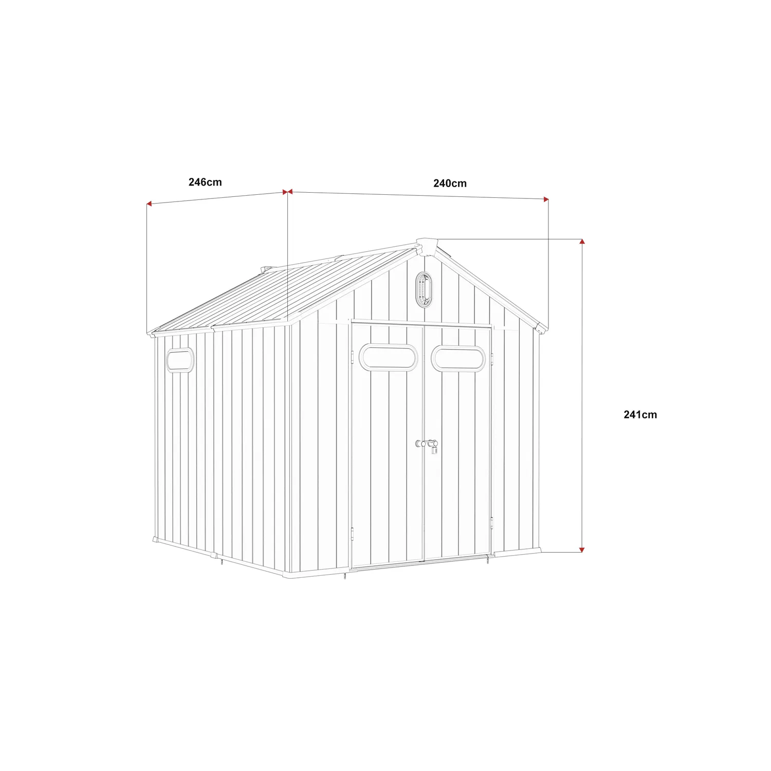 8x8-ft-gable-roof-resin-storage-shed-kc-linedrawing-3