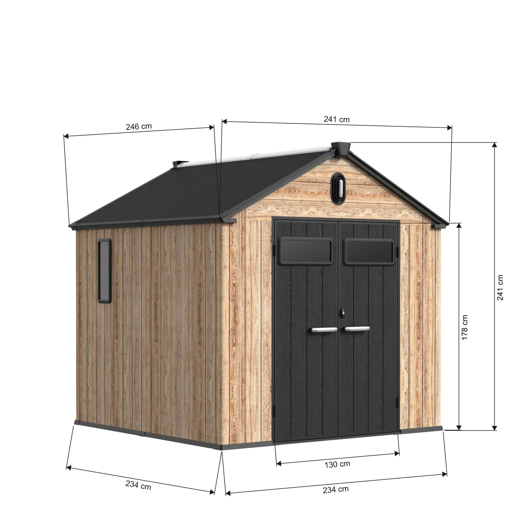 8x8-ft-gable-roof-resin-storage-shed-kc2-linedrawing-3