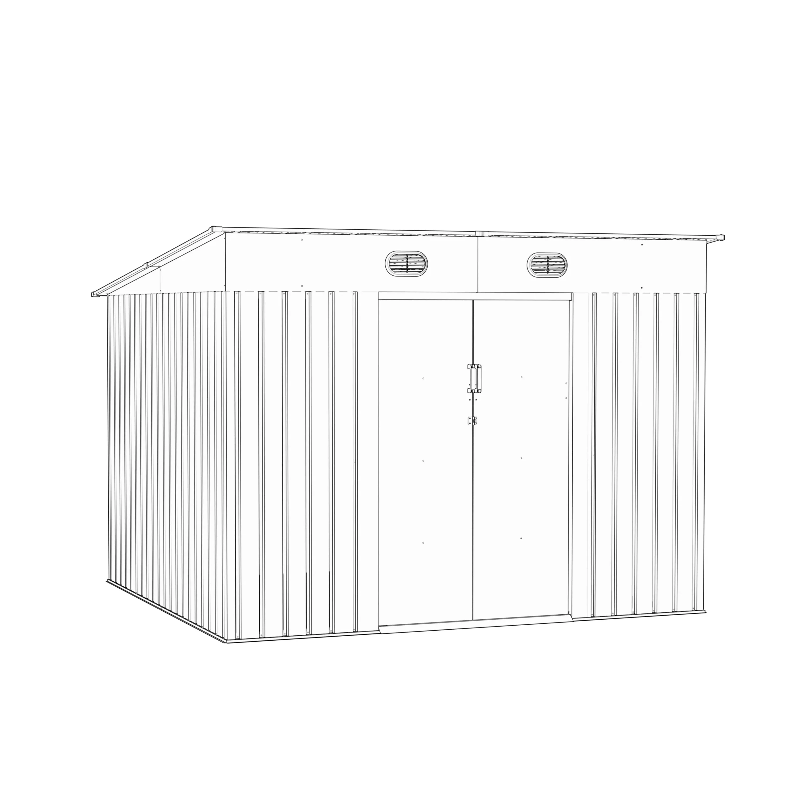 9 x 8 ft Pent Roof Metal Storage Shed | KS 4 9x8-ft-pent-roof-metal-storage-shed-ks-product-4-scaled