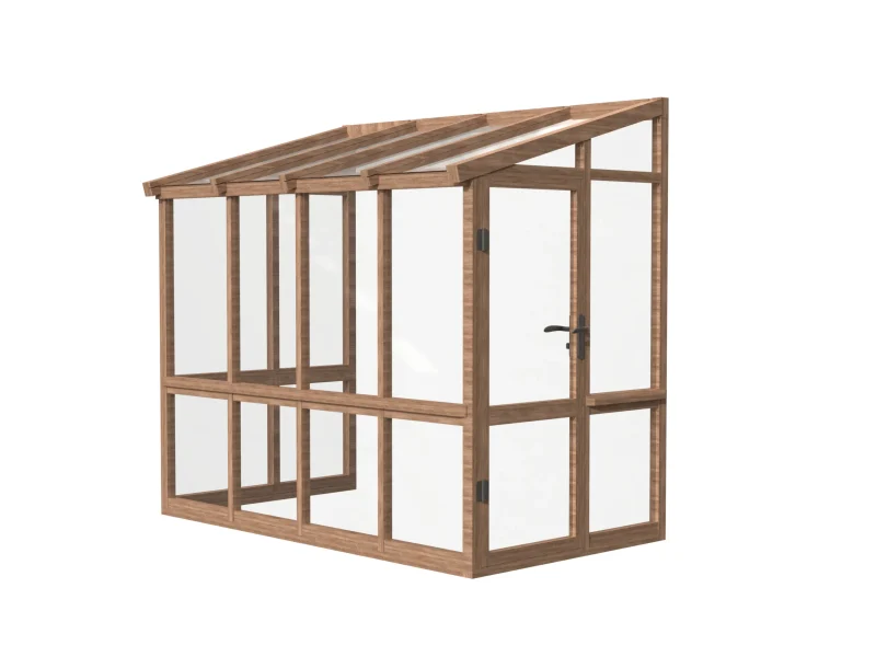 Wooden Lean-To Greenhouse with Full-Height Glass Panels 3 wooden-lean-to-greenhouse-with-full-height-glass-panels-product