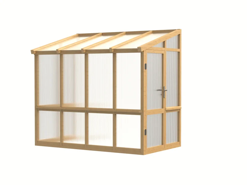 Wooden Lean-To Greenhouse with Full-Height Polycarbonate Panels 2 wooden-lean-to-greenhouse-with-full-height-polycarbonate-panels-product-1