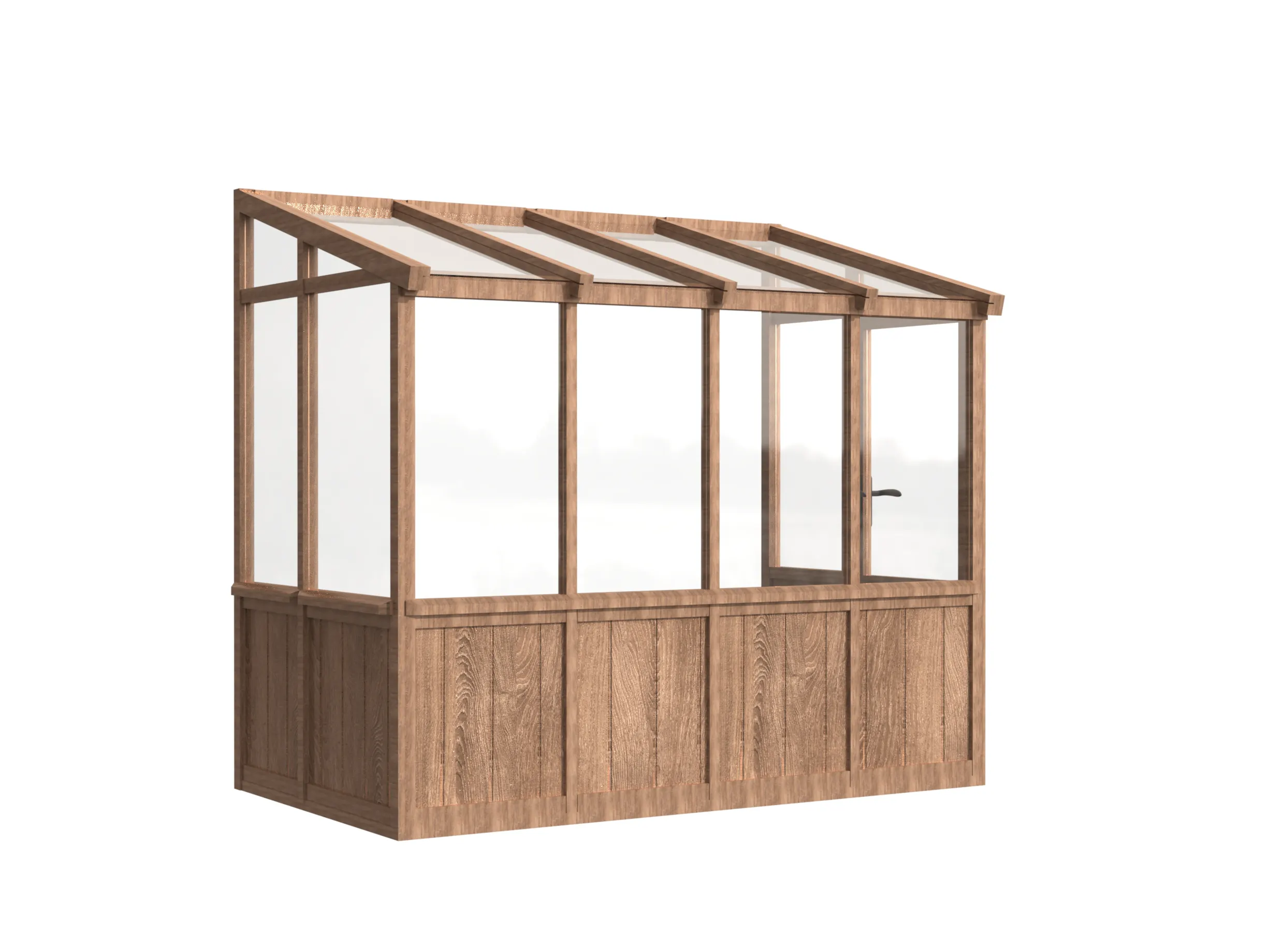 Wooden Lean-To Greenhouse with Solid Wood Base and Glass Panels 2 wooden-lean-to-greenhouse-with-solid-wood-base-and-glass-panels-product-2