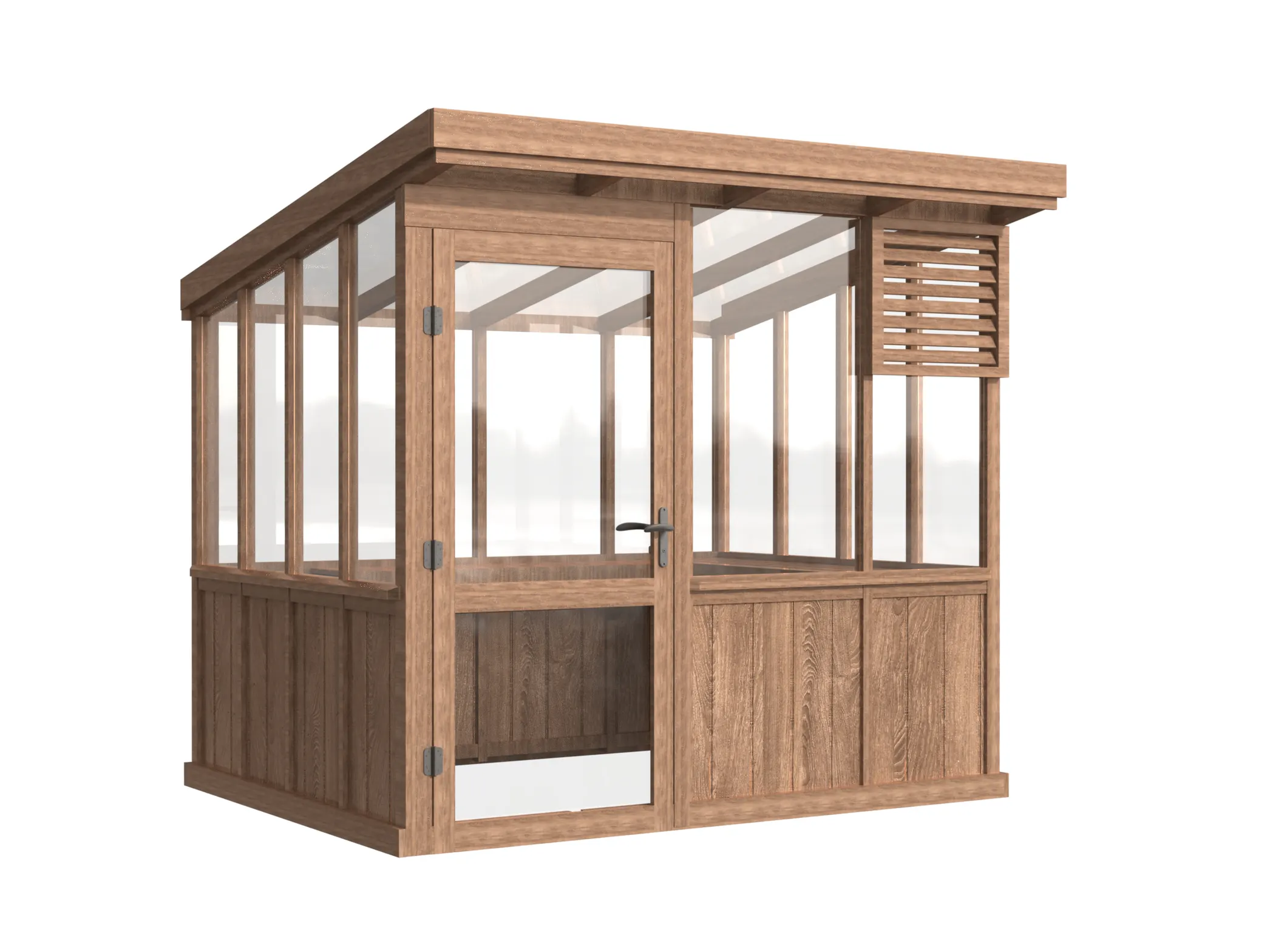 Wooden Pent Roof Greenhouse with Solid Wood Base and Glass Panels 1 wooden-pent-roof-greenhouse-with-solid-wood-base-and-glass-panels-product-1
