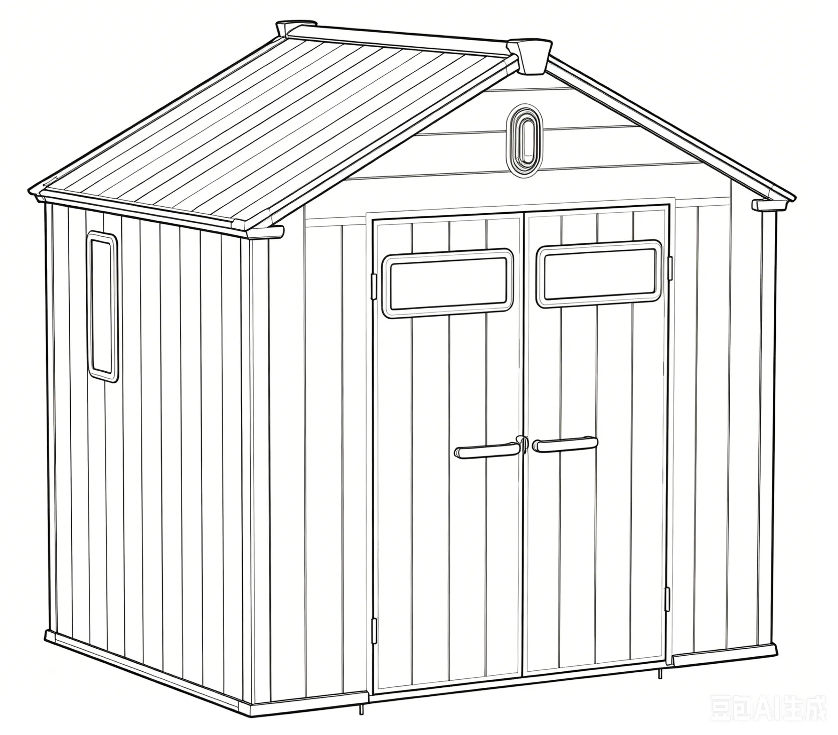 8x6-ft-gable-roof-resin-storage-shed-kc2-linedrawing